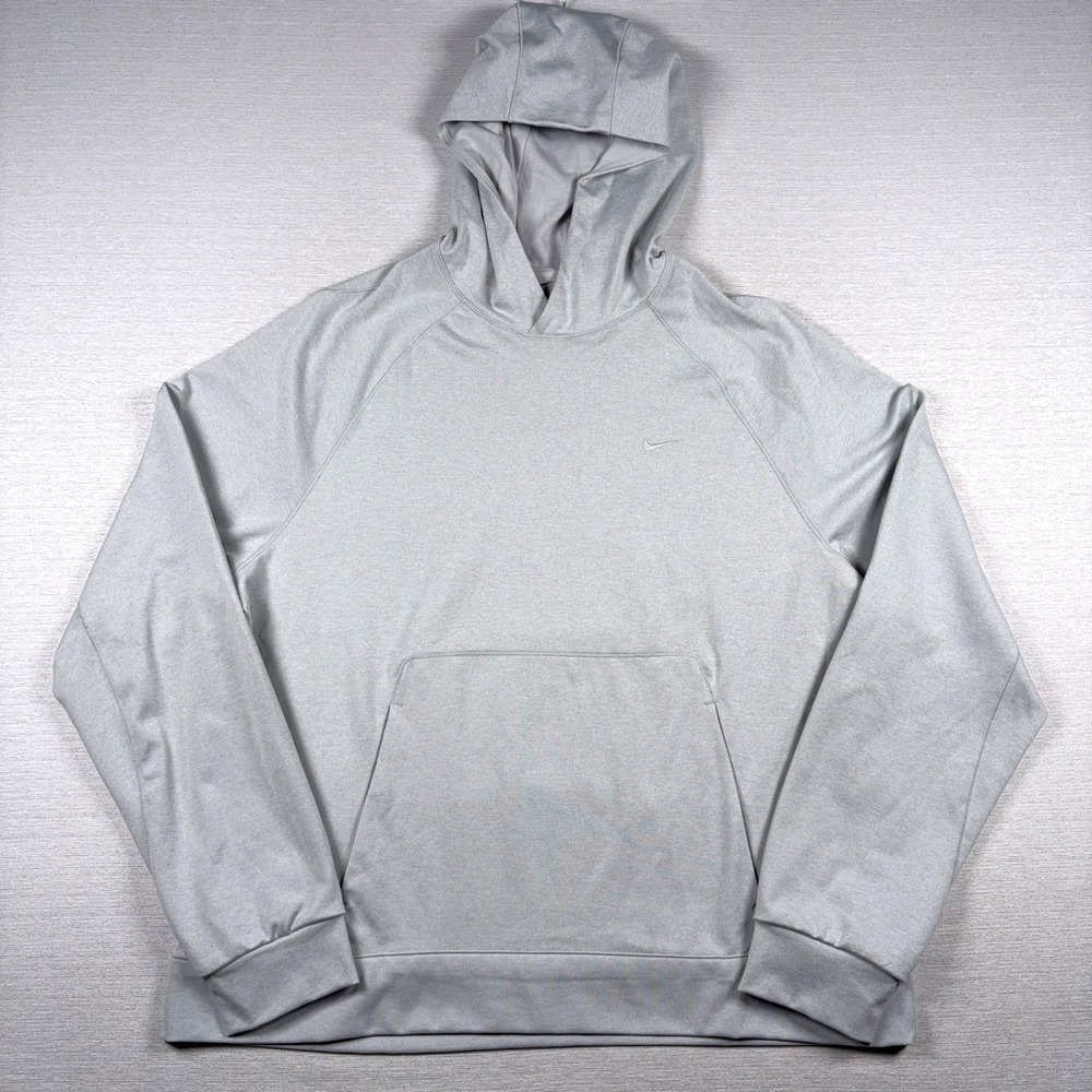 Nike Primary NanoKnit Hoodie Mens Size L Grey Fog Poly Spandex Pullover Dri-Fit